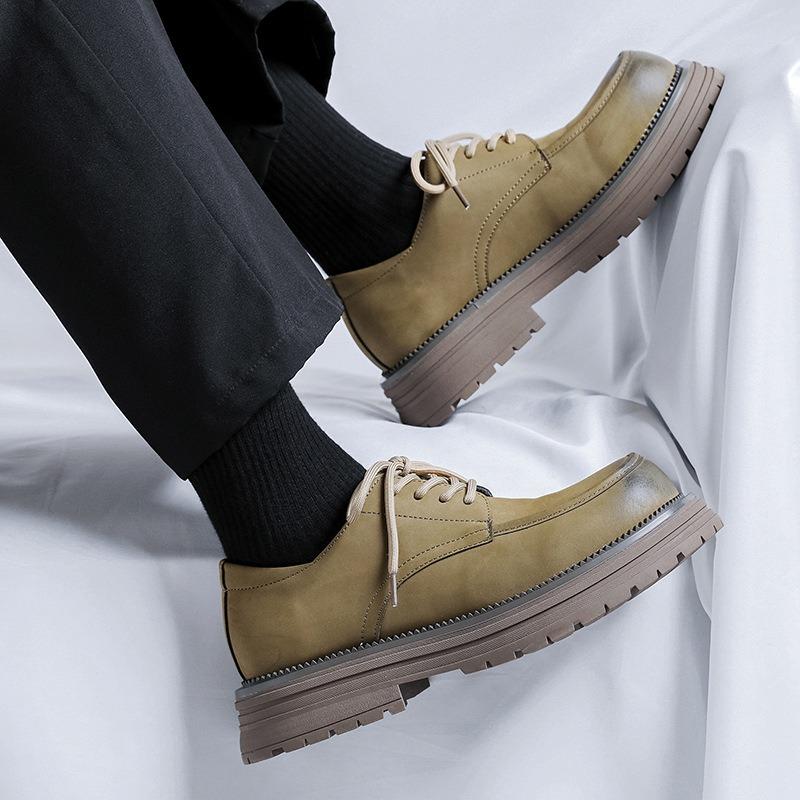 Shoes for Men Versatile Trend Fad Leather Shoes Design Sense Casual Derby Retro High Quality Thick Sole Shoes Men Zapatos Hombre