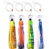 4Pcs 68g/107g Fishing Lures Saltwater Trolling Lures Rigged Squid Skirt with Leader Line Shark Hooks for Marlin Tuna Wahoo