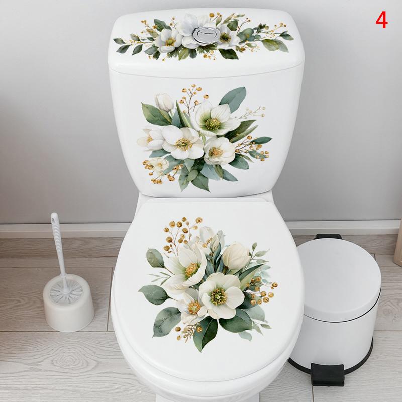 Toilet Sticker Flower Butterfly Sticker Bathroom Self-Adhesive Painting Waterproof Sticker Toilet Cover Bathroom Wall Sticker