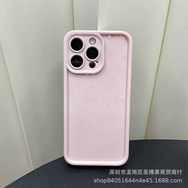 Pink bow for Apple 15 mobile phone case iphone12promax set 14/13/11/XSMAX pupil eye 16