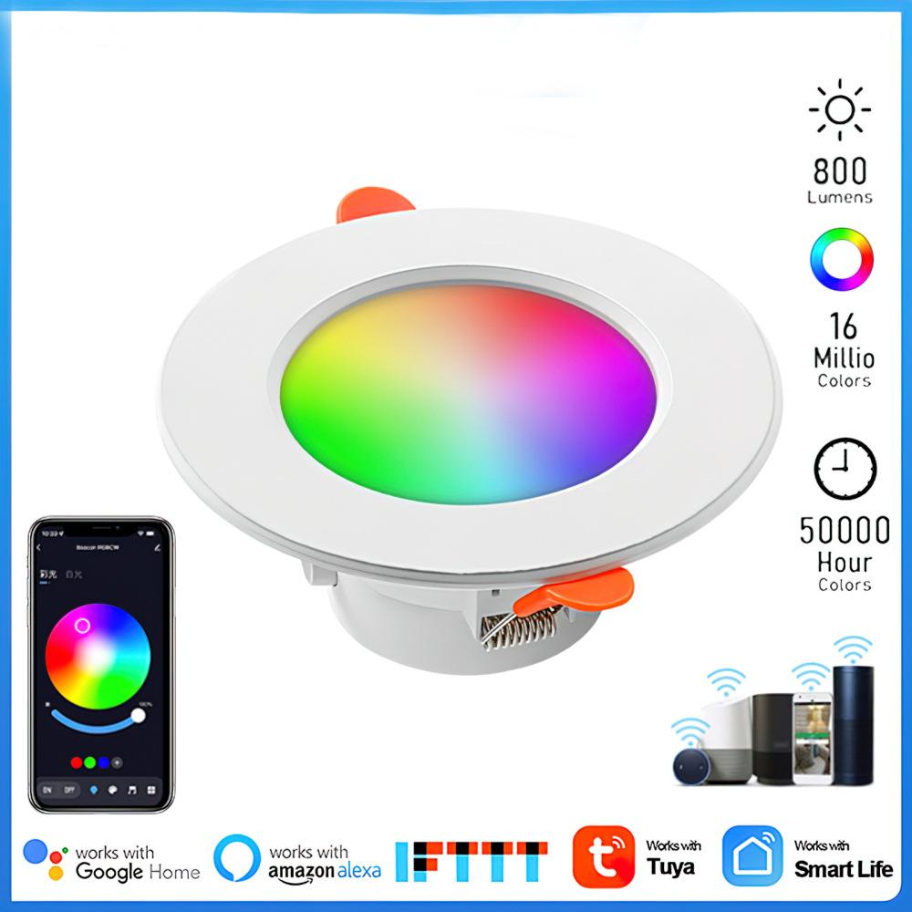 1-10PCS LED Downlight Dimmable Tuya Intelligent Graffiti Control Voi APP RGB CW Full Color Spot Iling Ressed for Kitchen