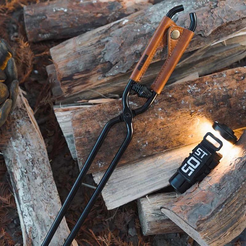 ShineTrip Neuer Outdoor Camping Feuerhaken Verdickter Anti-Verbrühungs-Kohlenstoffstahl Feuerhaken Picknick BBQ leicht tragbar