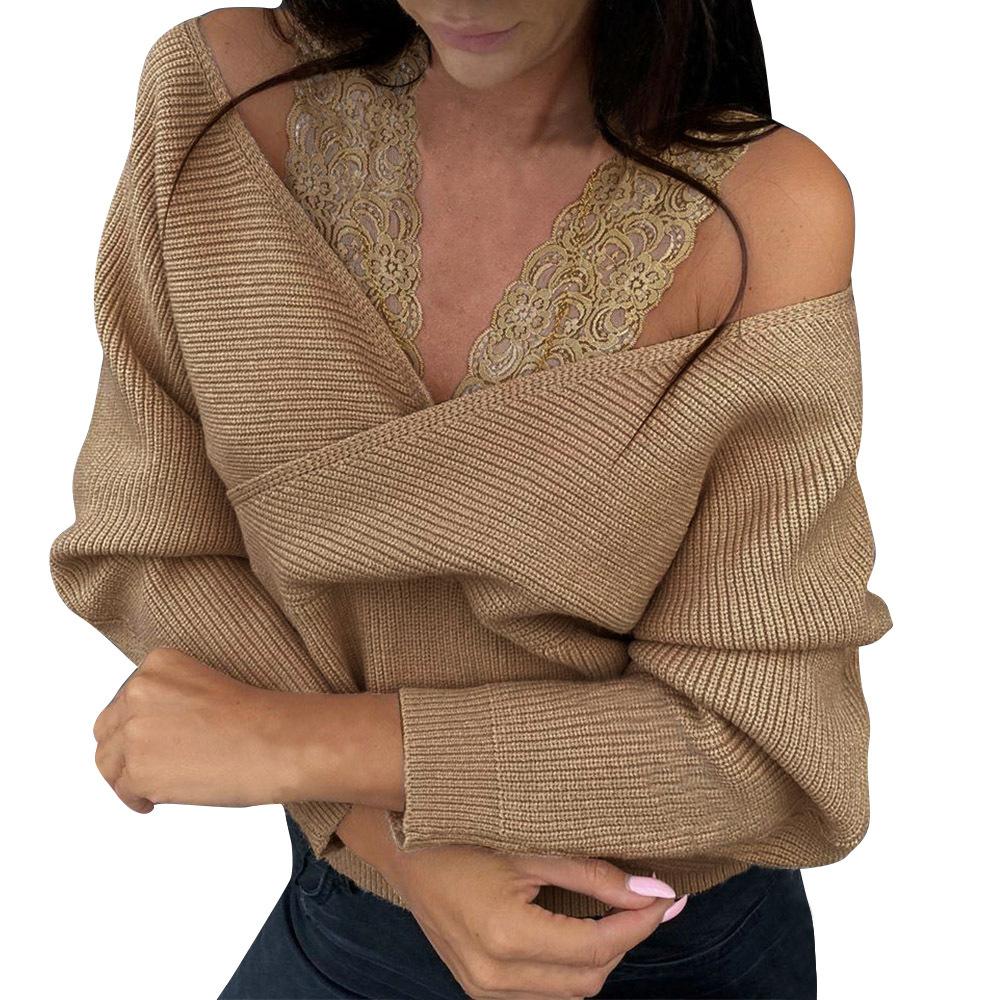 

Осенние женские топы, сексуальные однотонные женские простые кружевные блузки без бретелек с длинными рукавами для женщин