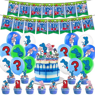 Riggy das Kaninchen Cartoon Party Dekoration Beinhaltet Banner Kuchenaufsatz Luftballons