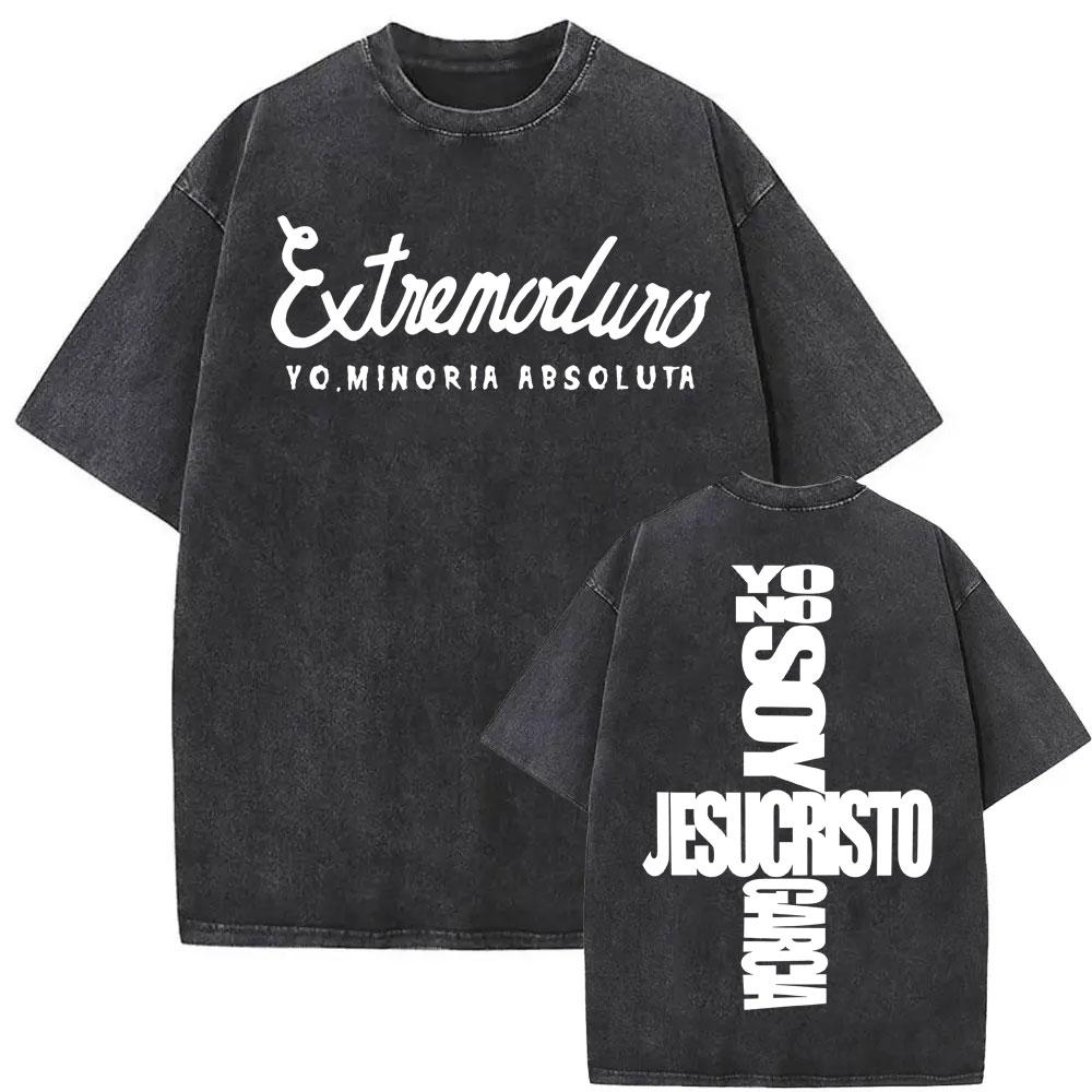 Rock Band EXTREMODURO Tour Vintage Gewaschenes T-Shirt Herren Mode Hip Hop Street T-Shirt Männlich Gothic Retro Übergroße T-Shirts