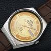 AUTOMATIC 46961 VINTAGE ORIENT CRYSTAL JAPAN MENS GOLDEN DIAL WATCH a707771-1