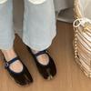Leather Suede Korean Version Niche Pig's Trotters Split-toed Ballet Flats with Mary Jane Single Shoes Women's Summer Autumn