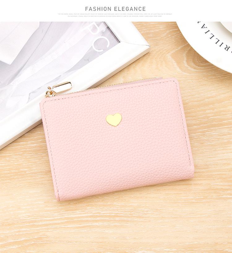 Trendy Women's Lychee Pattern Bi-fold Wallet – Small, Cute Card Holder + Coin Purse