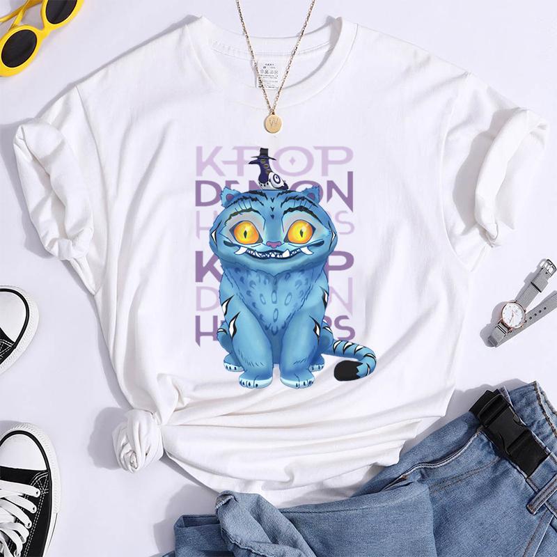 Hot K-Pop Demon Hunters Funny Summer T-Shirt Harajuku Saja Boys Derpy Tiger Print Fashion Short Sleeve Summer Casual T-Shirt Top