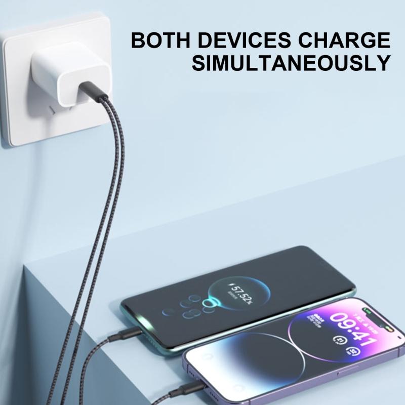 Type C To USB 5Pin and Type C Splitter Cord 27W 1 To 2 Male Connectors Fast Charging Cable Wire for Multiple Devices