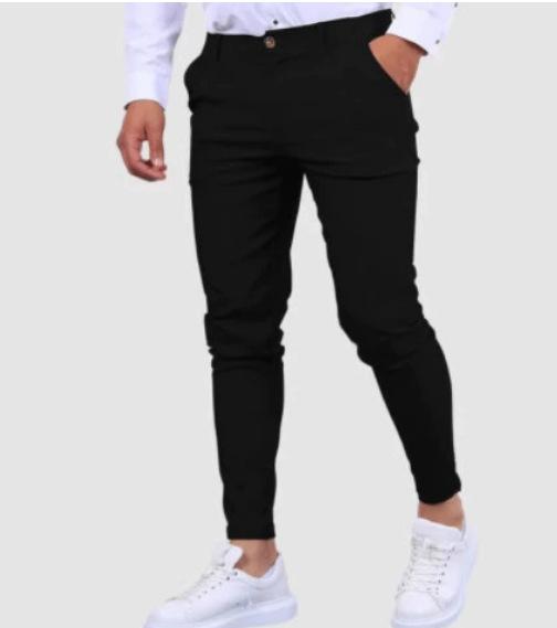 Men Solid Color Slim Fit Business Casual Formal Dress Pants M