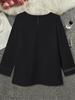 2025 Women's Semi-Transparent Solid Color Round Neck Hollow Long Sleeve Loose Cotton Shirt - Middle Eastern Style