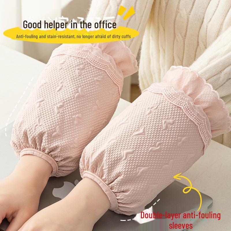 Women's White Lace Waterproof Sleeves - Anti-Fouling, Autumn/Winter Style