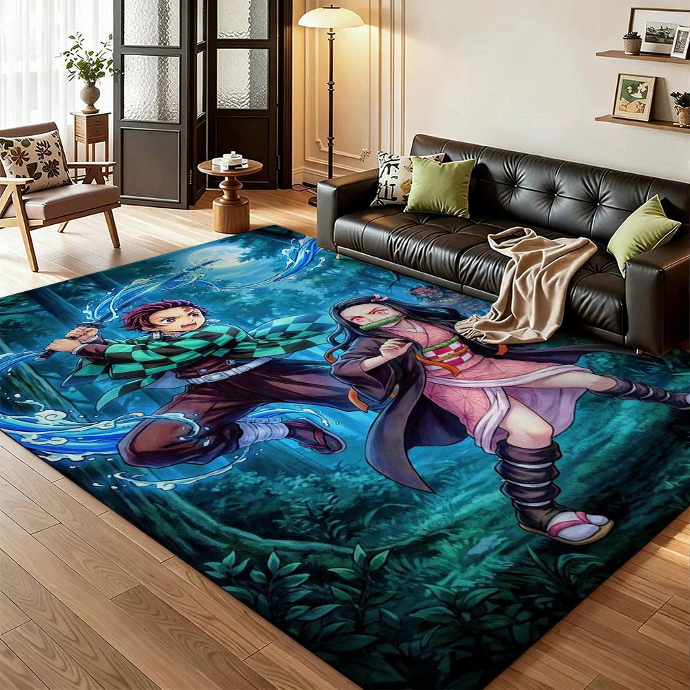 Demon Slayer Swordsmen Trio Patterned Rug Durable Easyclean Carpet For Bedroom Study Home Party Decor Birthday Gift