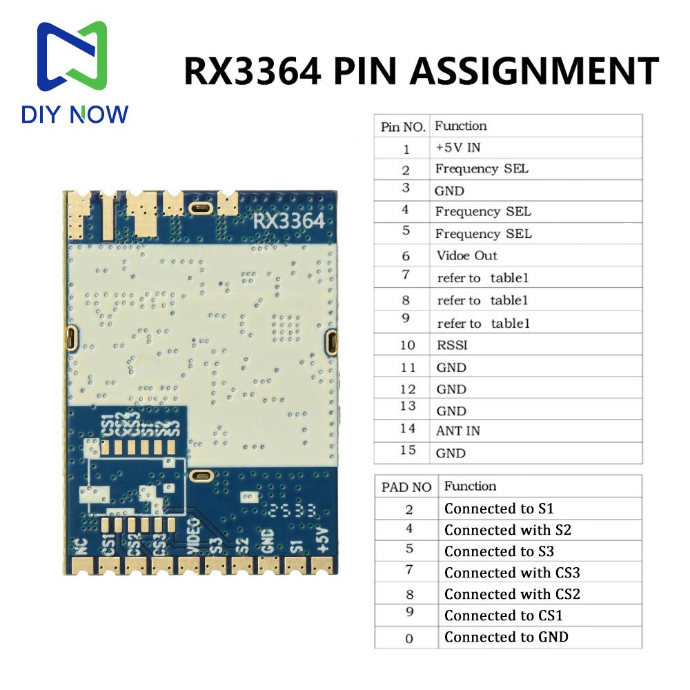 RX3364 3.3G Wireless FPV Image Transmission Module Without RSSI Simulating Wireless Audio and Video Transmission Receiver Module