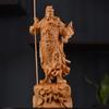 Taihang Cliff Cypress Wood Guan Yu Martial God of Wealth Carving: Solid Wood Desktop Ornament