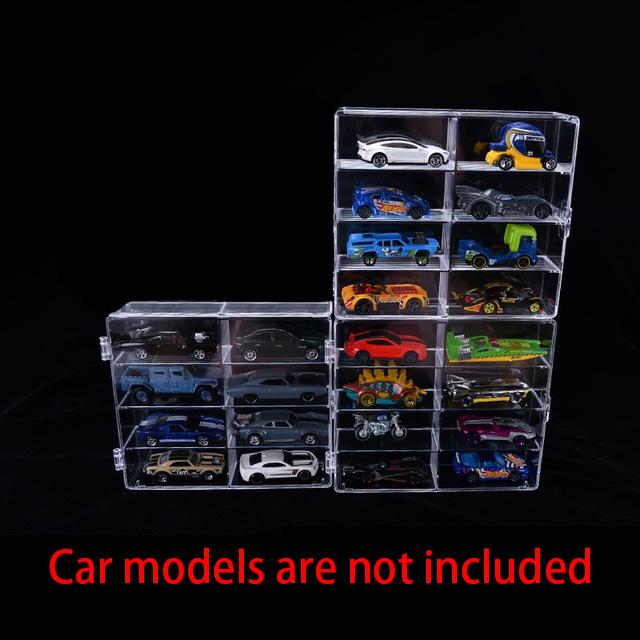 1/64 Scale Acrylic Display Case Clear Showcase Cabinet Storage Box for Mini Car Models Hot Wheels Toy Storage Organizer