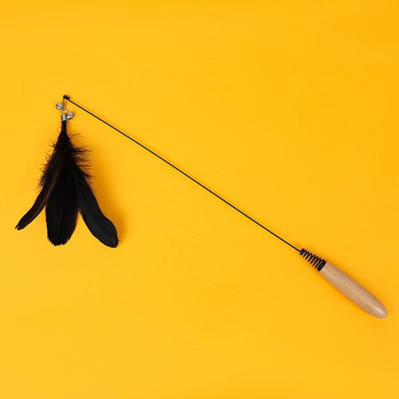 

CFA-Level Cat Teaser: Long Rod Toy with Feather & Bell for Self-Play, Boredom Relief, Bite-Resistant & Teething-Friendly.