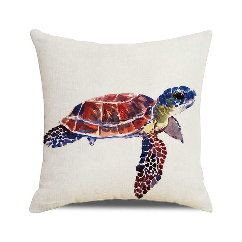 Home Decor Colorful Sea Turtle Watercolor Pillow Covers Pattern Cushion Cover Suitable for Sofa Bedroom Car Pillow Cover