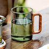 400ml High Borosilicate Glass Coffee Mug With Walnut Wooden Handle Heat-Resistant Tea Mug Breakfast Milk Coffee Cups and Mugs