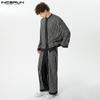INCERUN Two Piece Suit Men Long Sleeve Casual Baggy Striped Tops And Long Pants Homewear