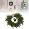 19.7 Inch Cedar Wreath Artificial Cedar Xmas Wreath with Vintage Rustic Cow   Brown Linen Ribbon for Outdoor Indoor Decor