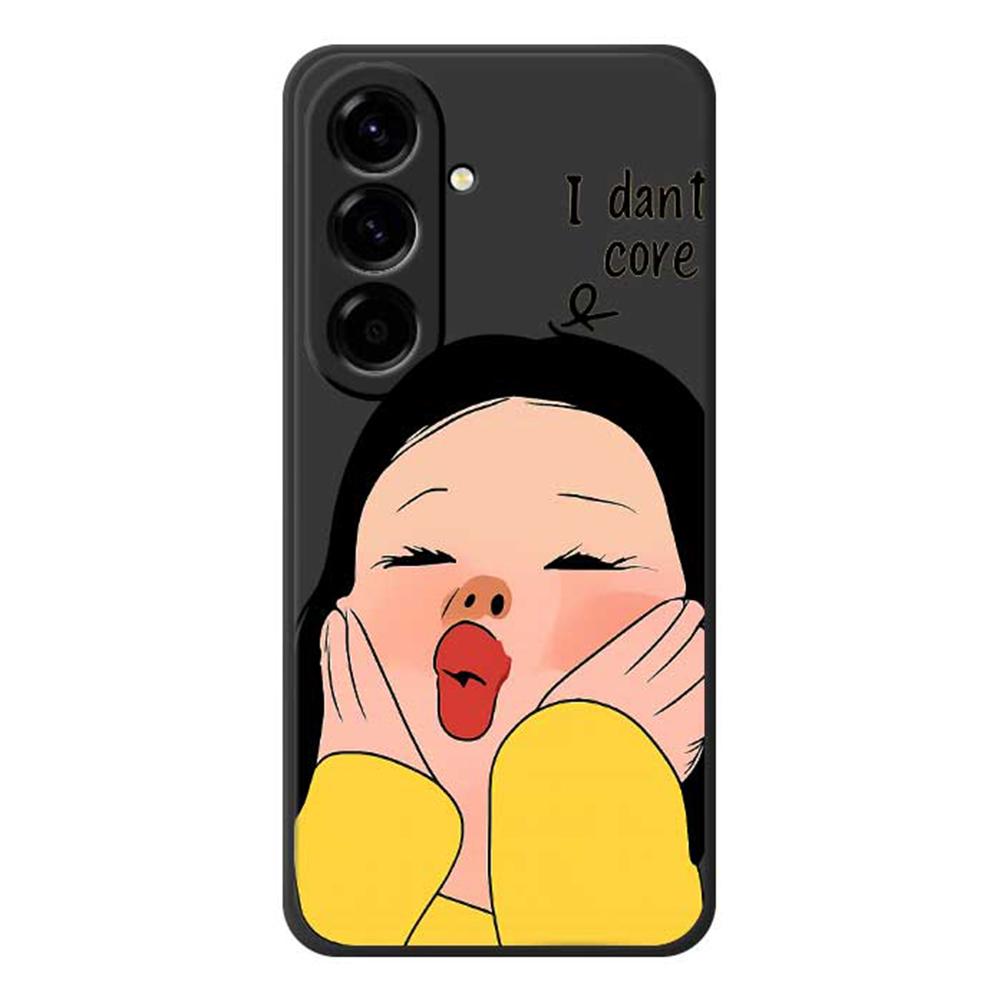 For Samsung Galaxy A56 5G Case Girl Holding Face Pattern Printing Straight Edge TPU Phone Back Cover