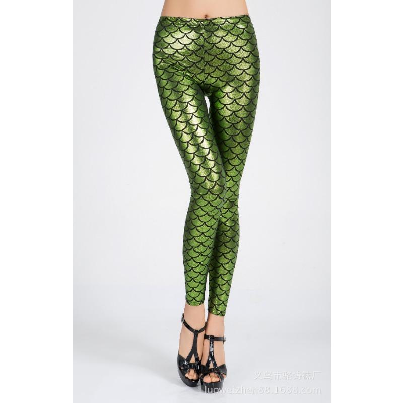 2025 Spring Summer New Fish Scale Nine-minute Pants Women High Elastic Thin Slim Bottoming Pants Slim Pants