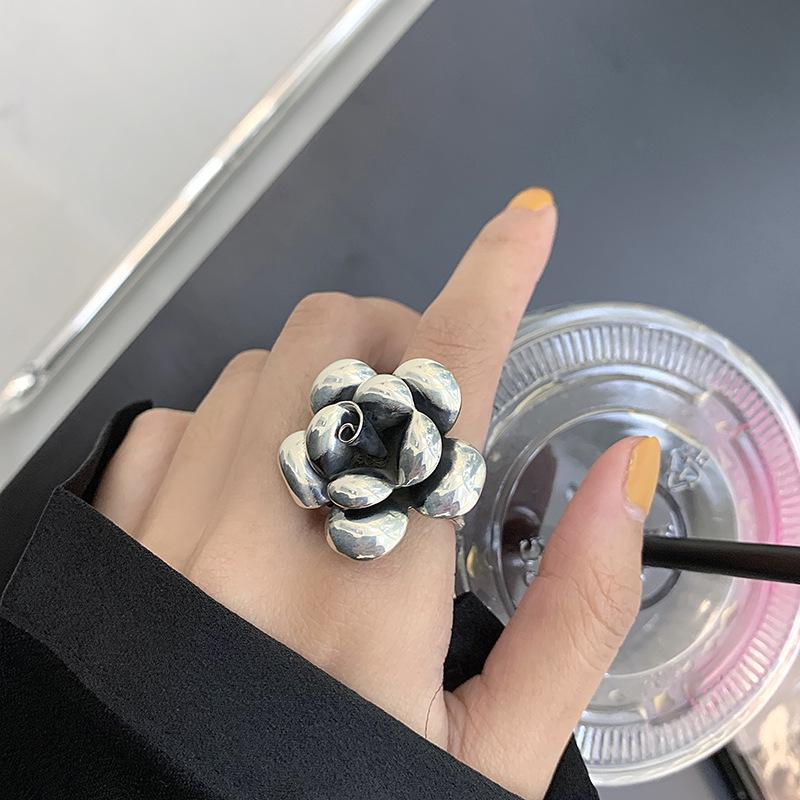 Retro Floral Peony Adjustable Women s Index Ring - Elegant Vintage Style Adjustable Open Ring