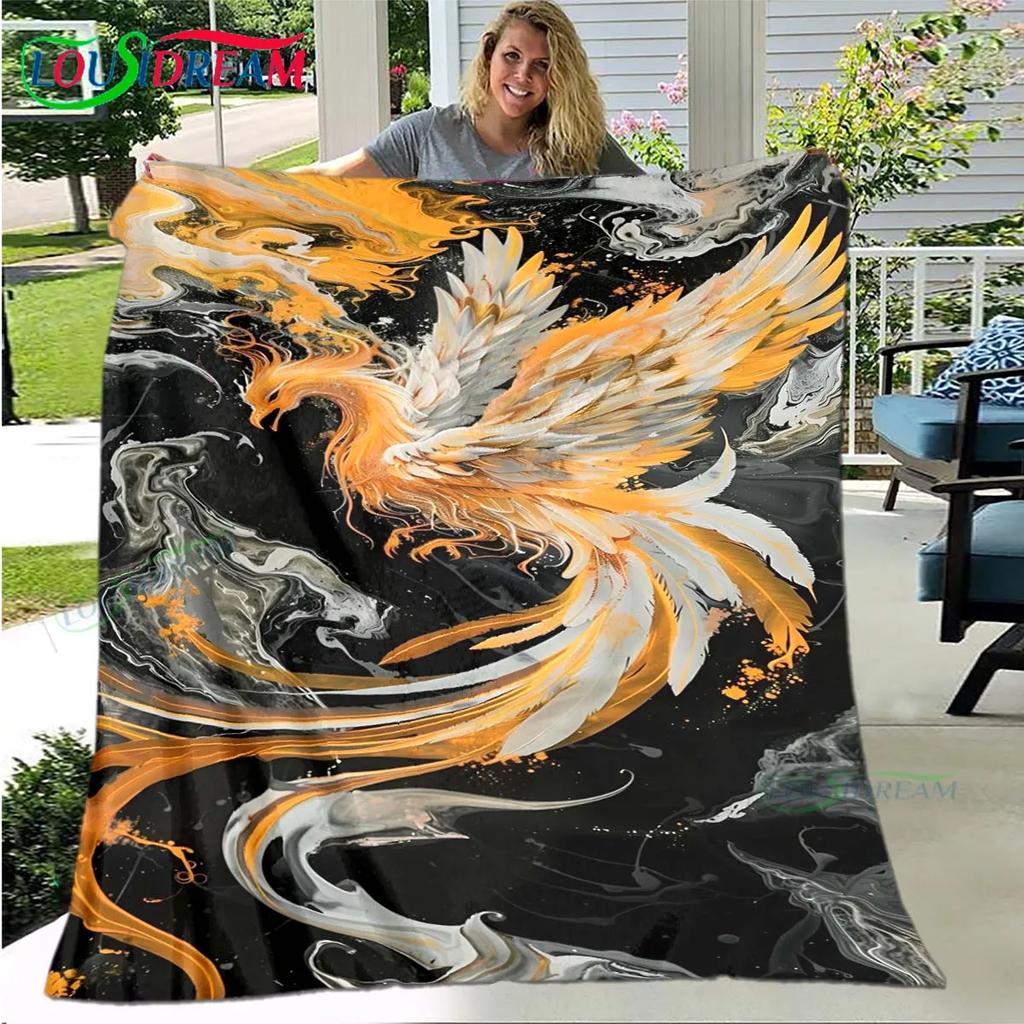 3D Popular Mythical Beast Phoenix Blanket,Flannel Throw Blanket for Home Bedroom Bed Sofa Picnic Office Hiking Leisure Nap Gift