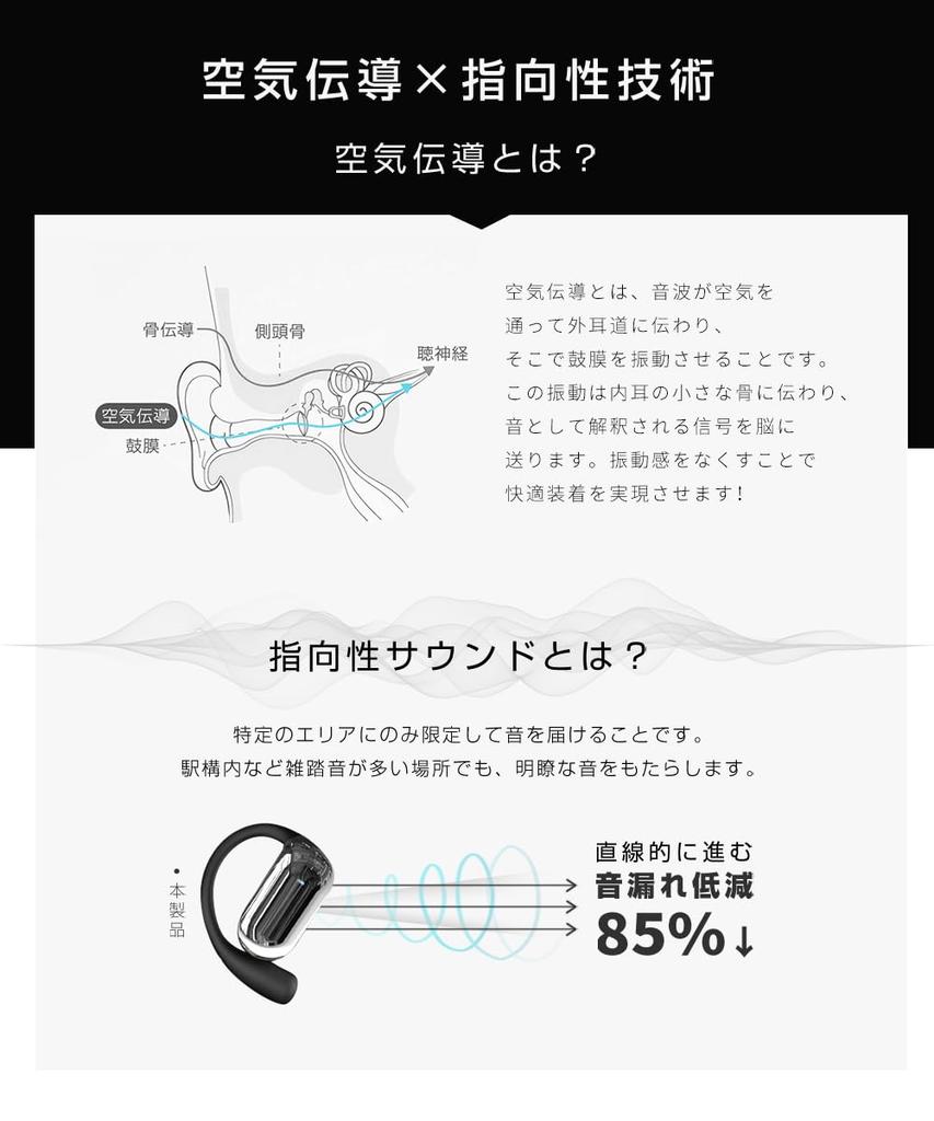 Meisei Wireless Bluetooth OWS Air Noise Cancellation Sound Sound Leakage Touch Calling Earphones, 5.4, Open-Ear Earbuds, Earphones, Over-Ear Design,