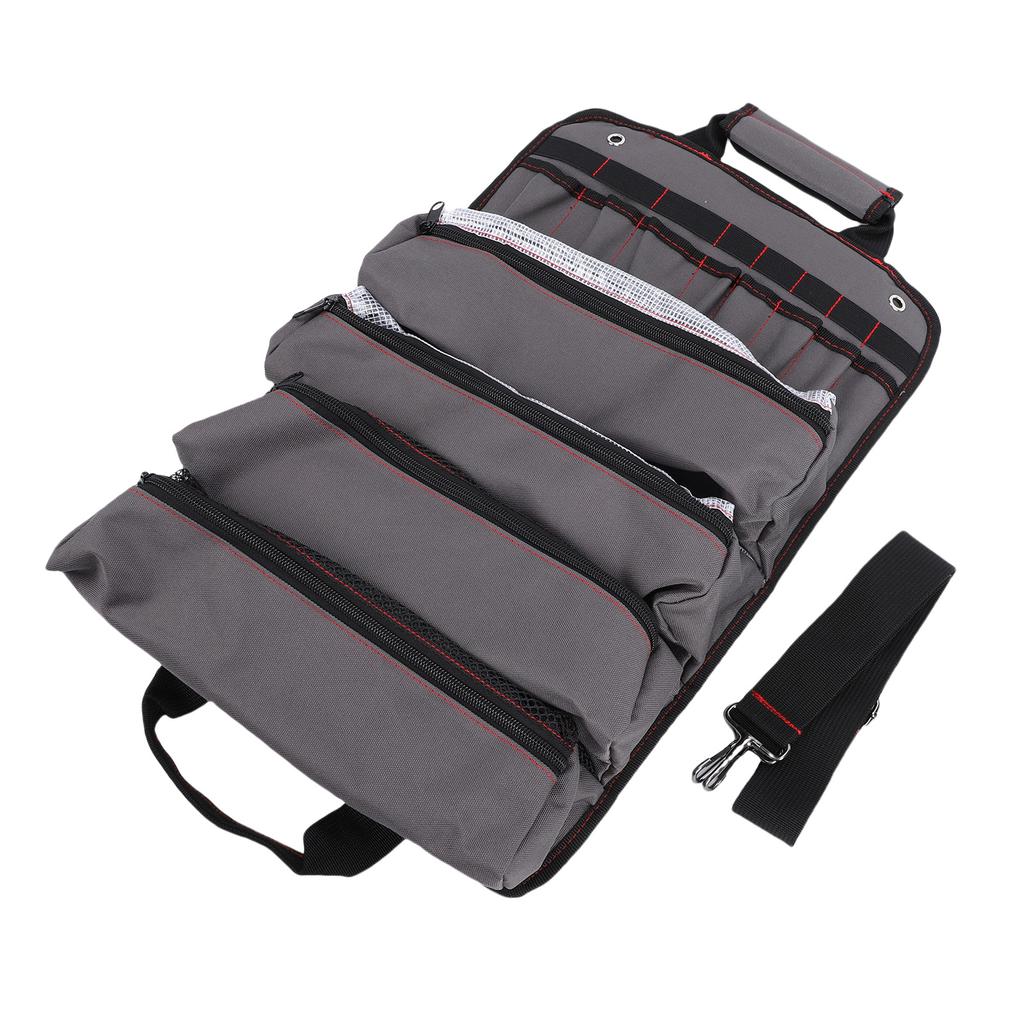Roll Up Tool Bag for Electrician Carpenter Multiple Pockets Portable Storage Pouch Thickened Water Proof Oxford Cloth