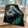 Gorilla Surrounded By Lush Greenery Pattern Blanket Flannel Material Soft Warm for All Seasons, Home Outdoor Camping Picnics RV