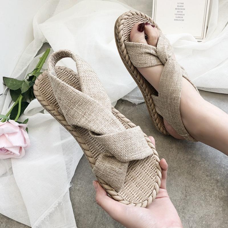 Summer New Women Sandals Weave Flats Shoes Bohemian Slippers 2025 Trend Casual Beach Flip Flops Woman Slides Sandalias