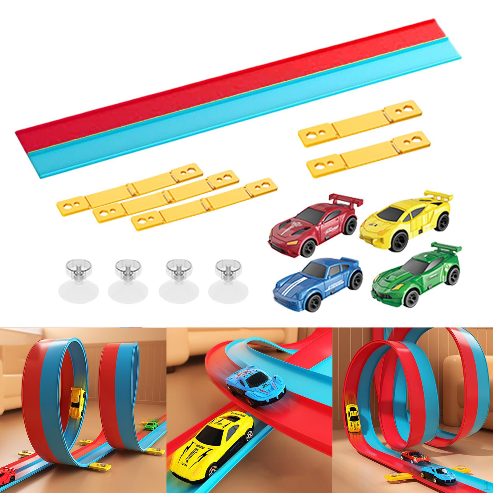 

Flex Track for Age 3 4 5 6 7 Years Old with Suction Cups Car Race Sets Red and blue Red and blue