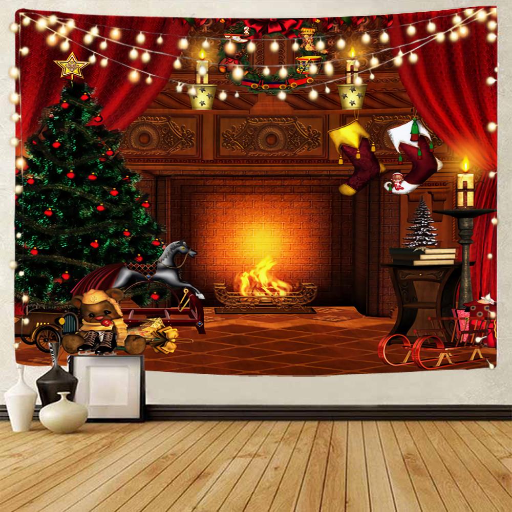 

Рождество Рождественская снежная сцена Санта-Клаус Рождественский подарок Фон Украшение Гобелен Рождественская вечеринка Гобелен 150x100cm