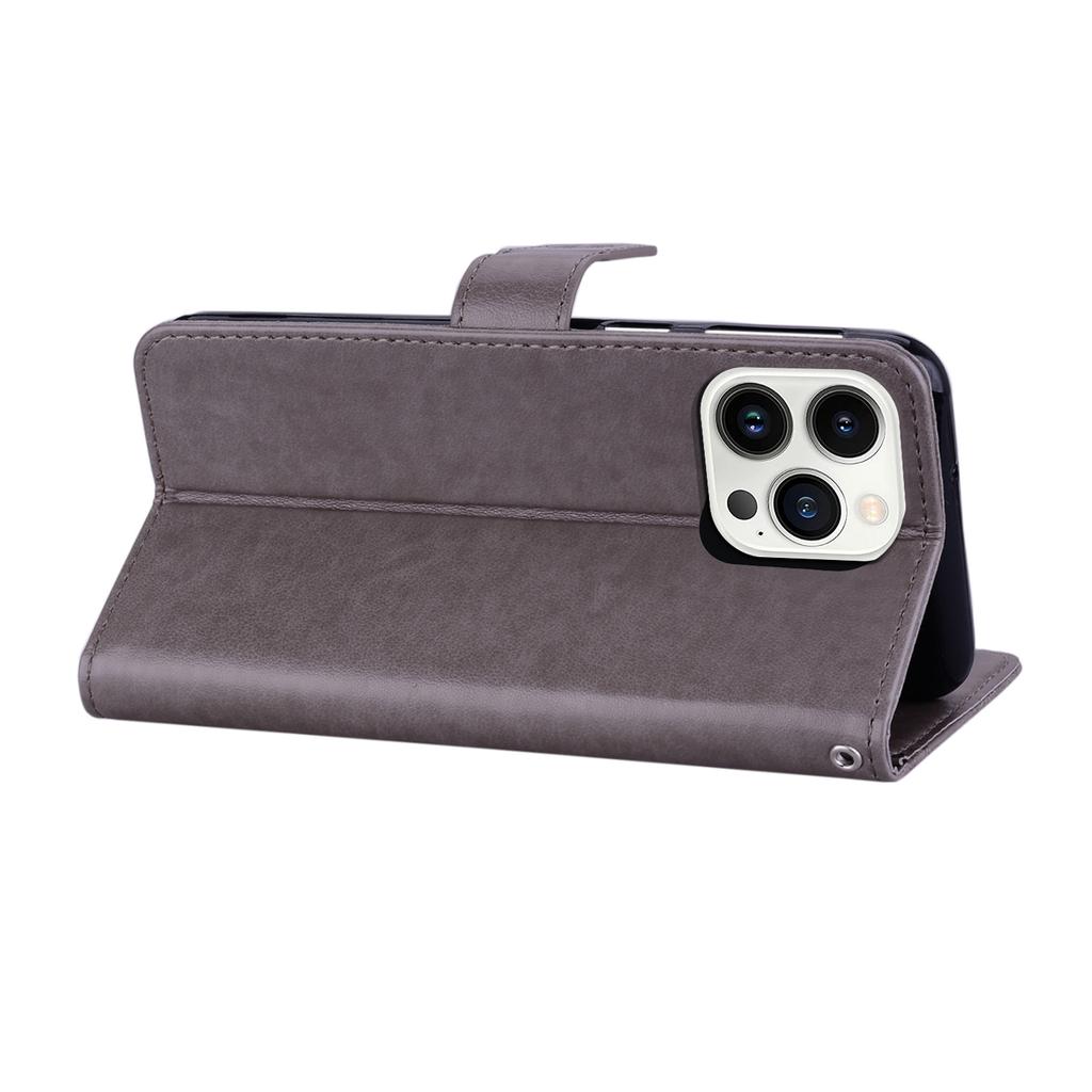 For iPhone 16 Pro Wallet Case Owl Flower Imprinted Rhinestone Leather Cover