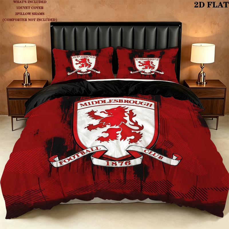 Middlesbrough Bedding Quilt Set Quilt Cover Pillowcase Home Decoration Birthday Gift (1 * duvet cover + 2 * pillowcase, without core)