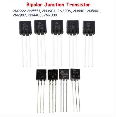 100 adet bipolar transistör BJT 2N2222 2N2907 2N3904 2N3906 2N4401 2N4403 2N5401 2N5551 2N7000 n-kanal Feld etkisi MOSFET transistör TO-92