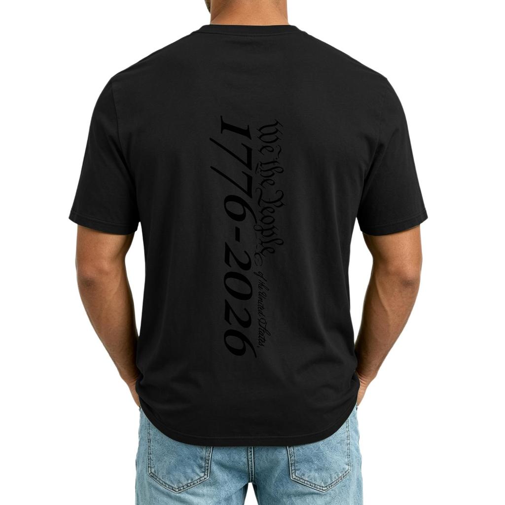 Men’s V Neck Short Sleeve T Shirt with 1776 Print Casual Loose Fit Top with Chest Pocket Suitable for Everyday Wear