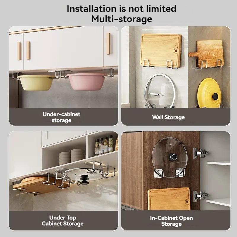 Stainless Steel Rack & Holder for Cutting Board, Pot Cover, Sponge, Draining, Multifunctional Punch-Free Storage Shelf