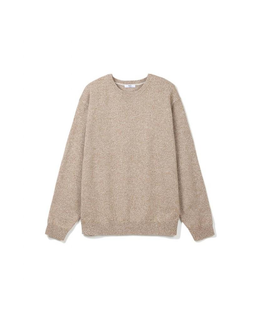 NOTIG Wool Blend Tweed Round Knit Beige_Okw2Swrl201I1