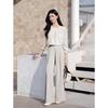 JZ Annakol French Style Metallic Floral Nine-Quarter Sleeve Top