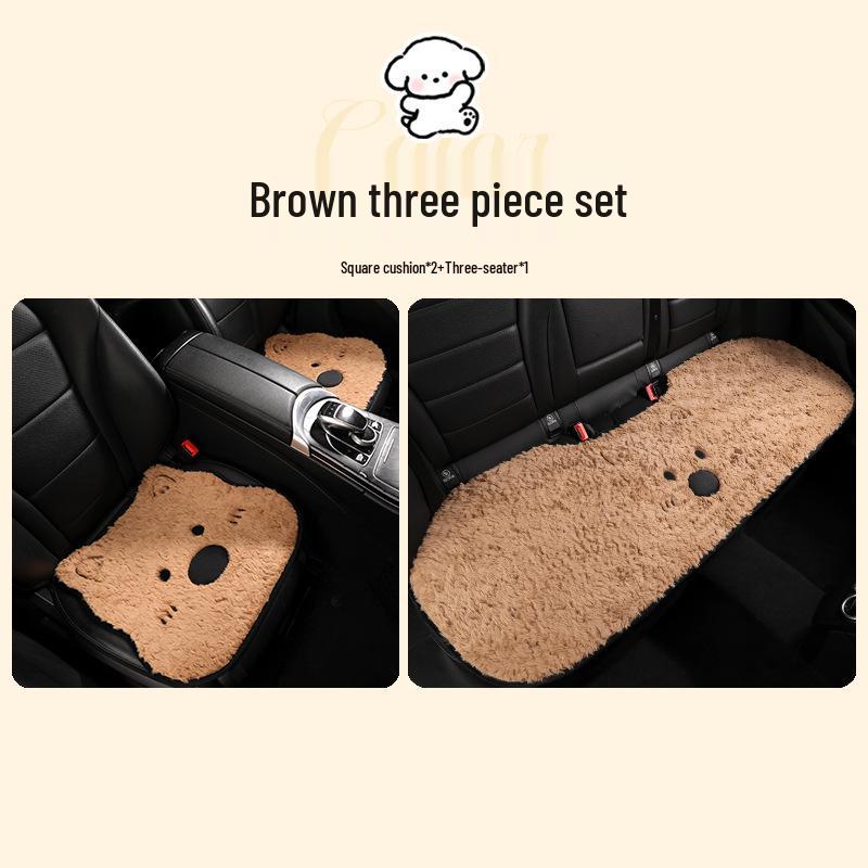 West Highland Cartoon Puppy Plush Car Seat Cushion - Winter Warmth Universal Cover