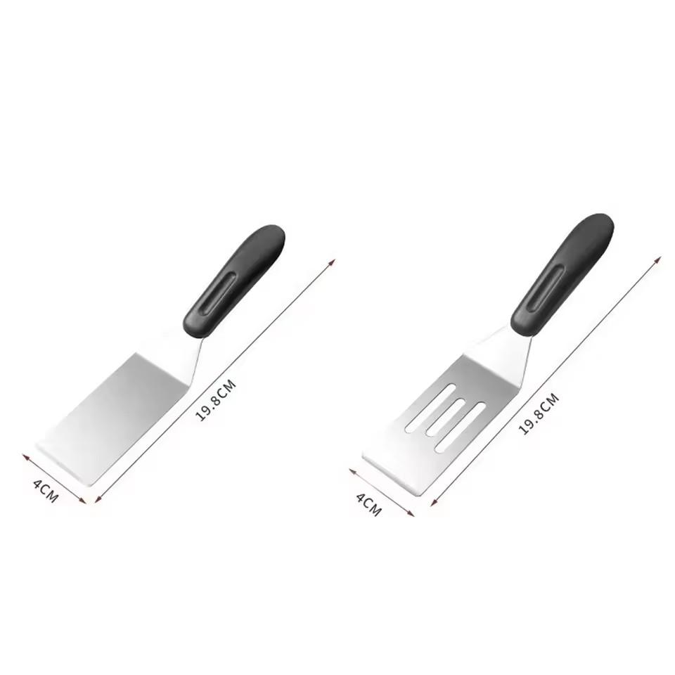 Stainless Steel Steak Fried Shovel Cooking Spatula Non-Slip Handle Pizza Shovel Pancake Beef Turner Scraper Kitchen BBQ Utensils