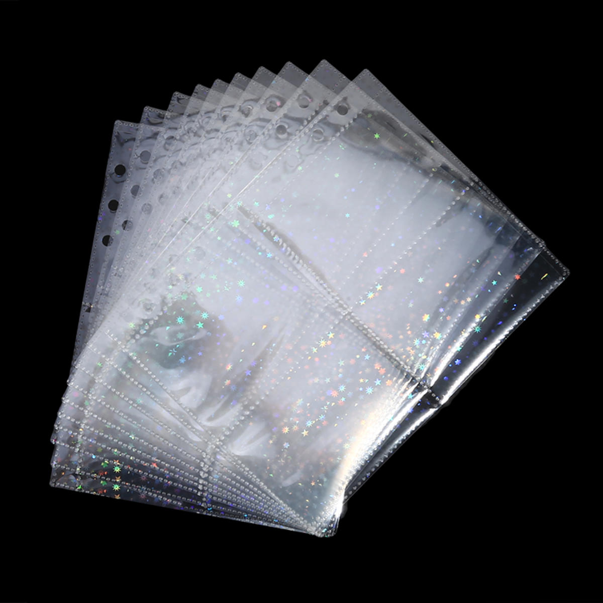 10 piezas Hojas Interiores para Álbum de Fotos de 4 Rejillas A5 Carpeta Kpop Soporte para Tarjetas Fotográficas Tarjeta Fotográfica Hoja Suelta Tarjeta de Ídolo Libro de Colección Página de Recambio star