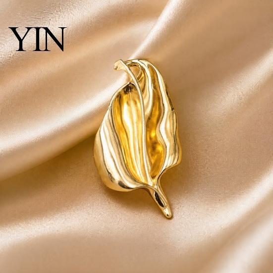 Clothing Brooch Irregular Leaf Alloy Pin, Silver Golden Plated Leaves Lightweight Metal Pin Lapel Jewelry Accessory for Women Men Shirt