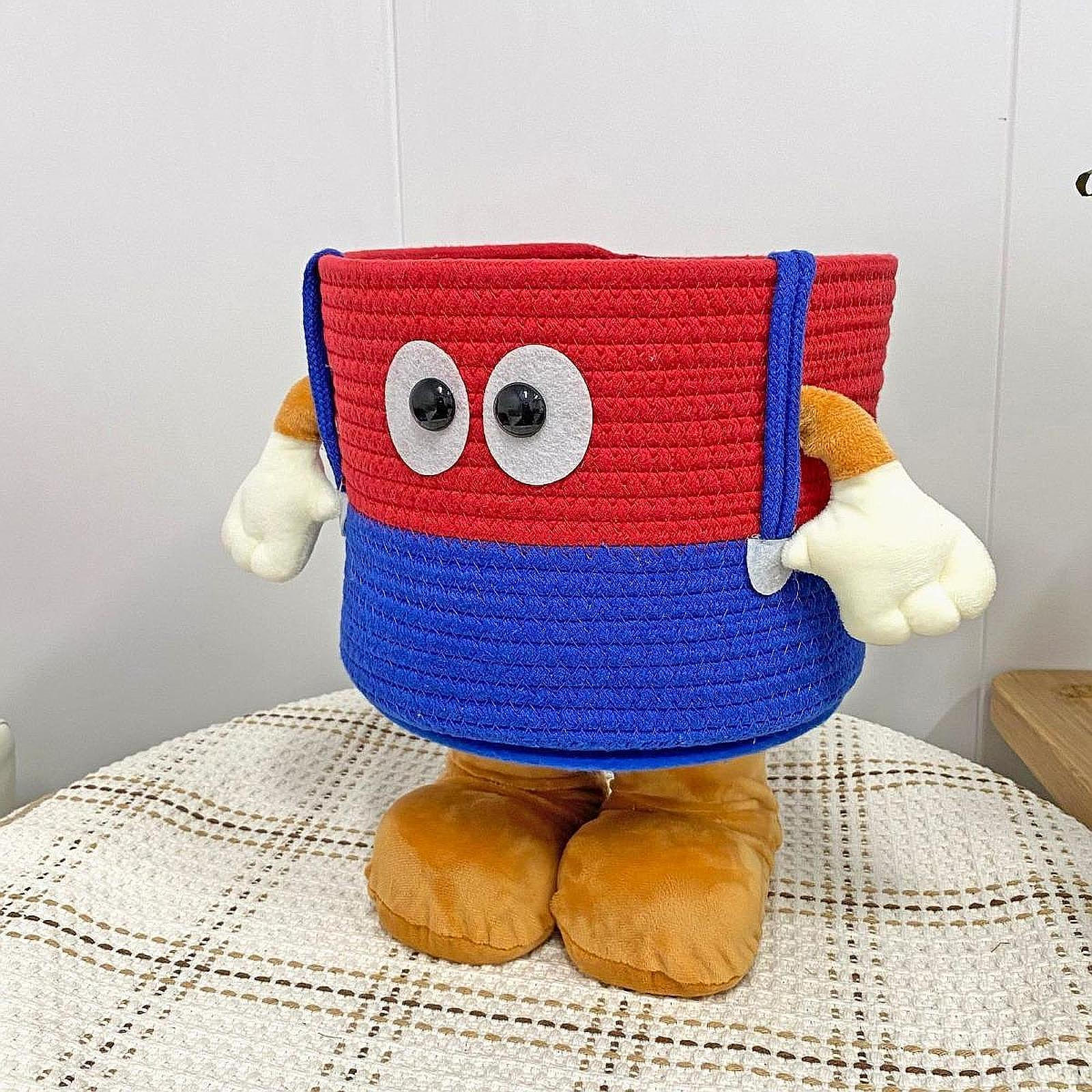 

Корзина из хлопковой веревки, настольная корзина для хранения всякой всячины, уникальная полка для игрушек для детской собаки, спальня