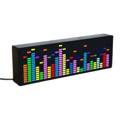 AA58 LED Music Spectrum Rhythm Lights Voice Sensor 1624 RGB Atmosphere Level Indicator with Clock Display(Wire Control)
