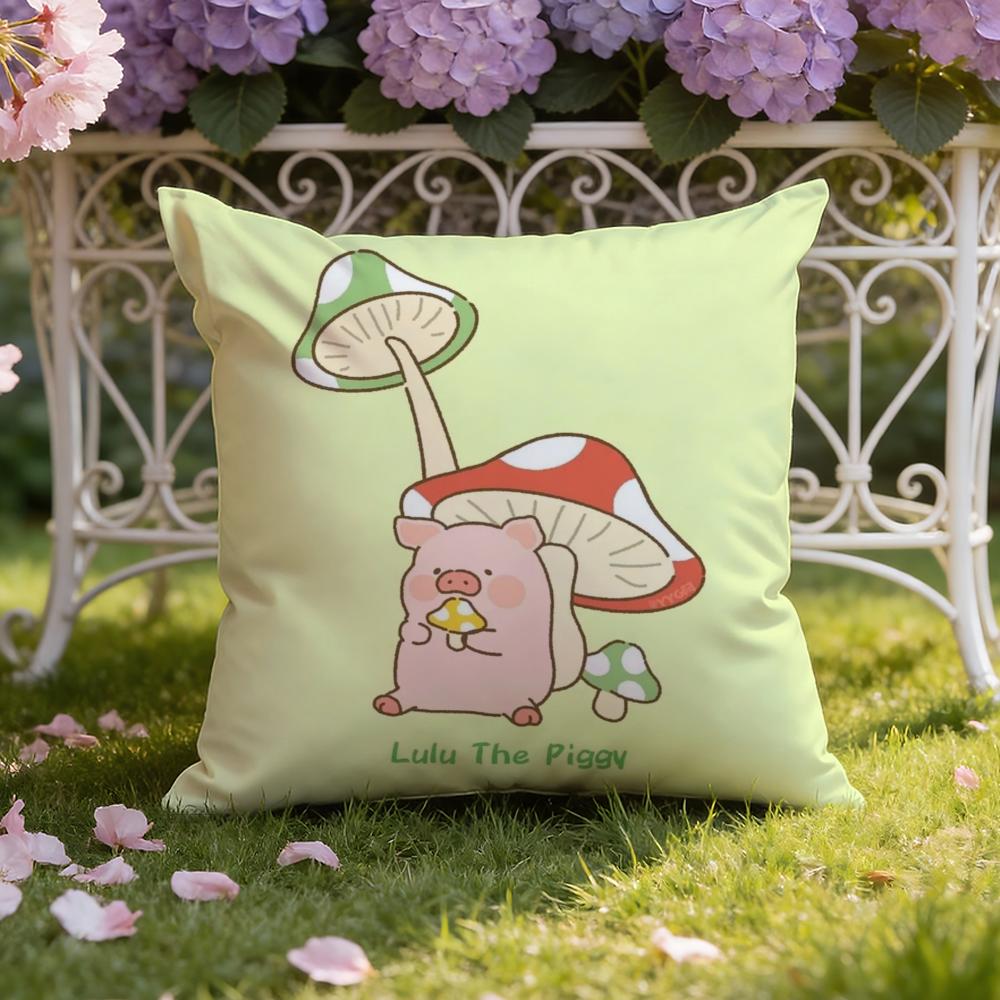 Cartoon L-Lulu Pig Pink Cushion Cover Home & Car Dual-Scene Pillow Cover: Reversible for Premium Comfort